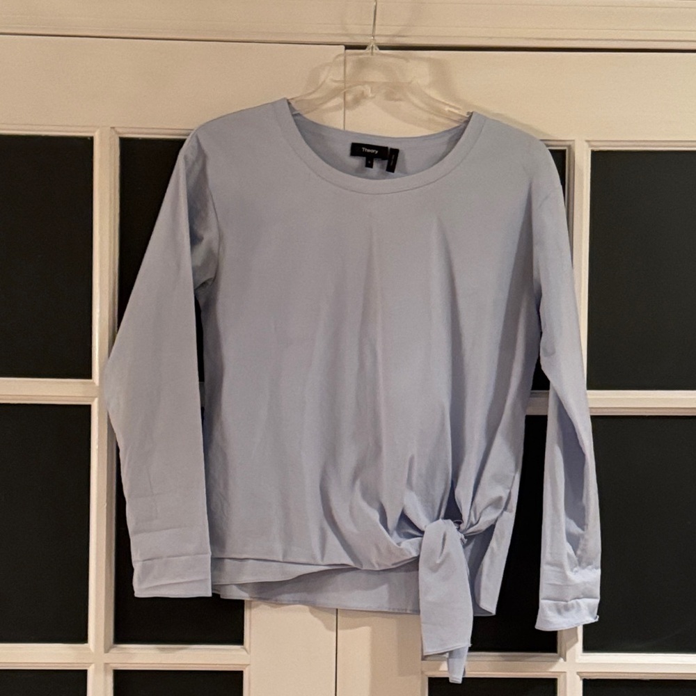 Theory Light Blue Crew Neck Top